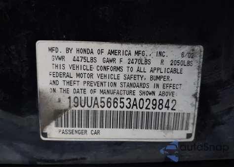 2003 Acura Tl 3.2 from USA, damaged, VIN 19UUA56653A029842